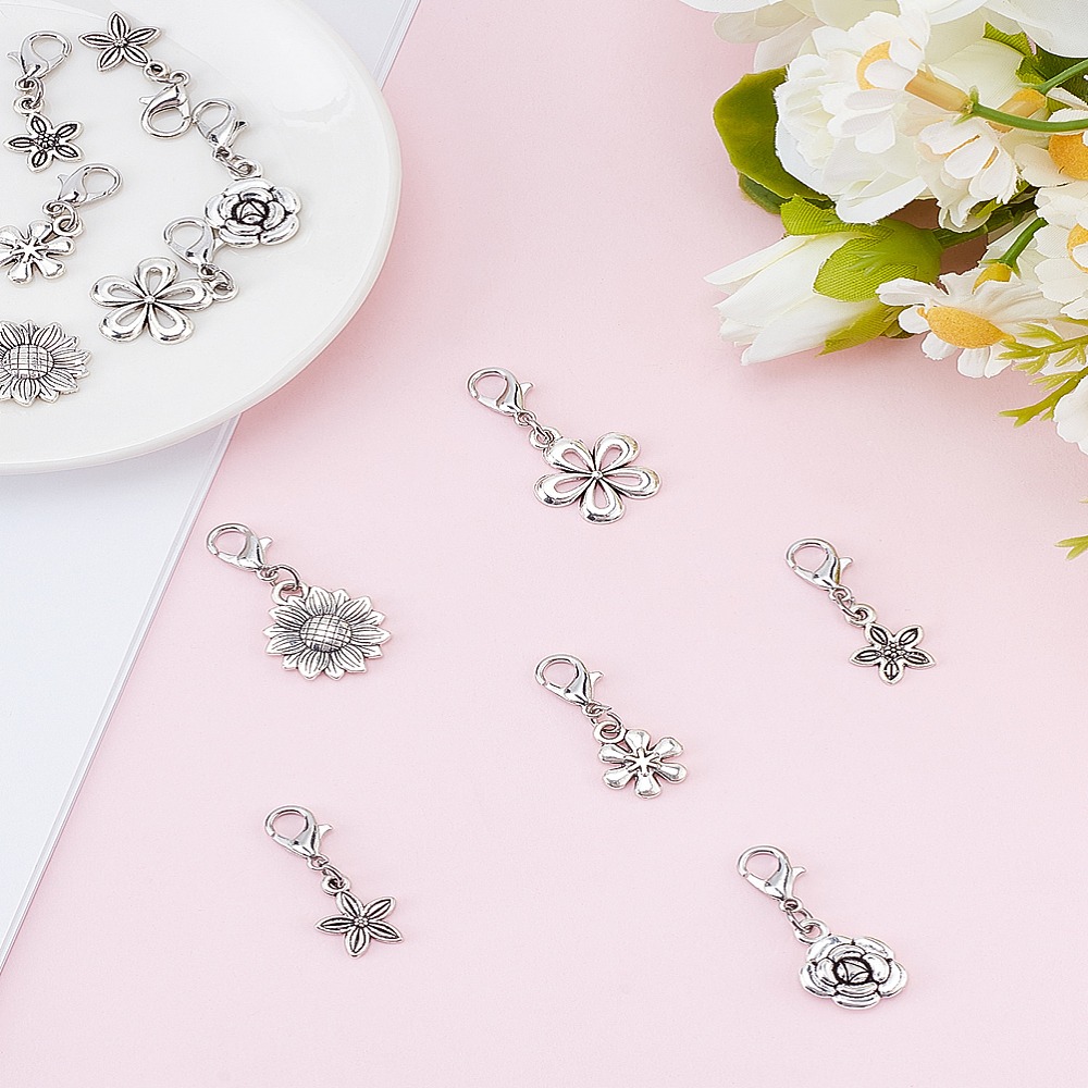 Lobster Clasp Silver - 12 piezas de decoraciones colgantes de