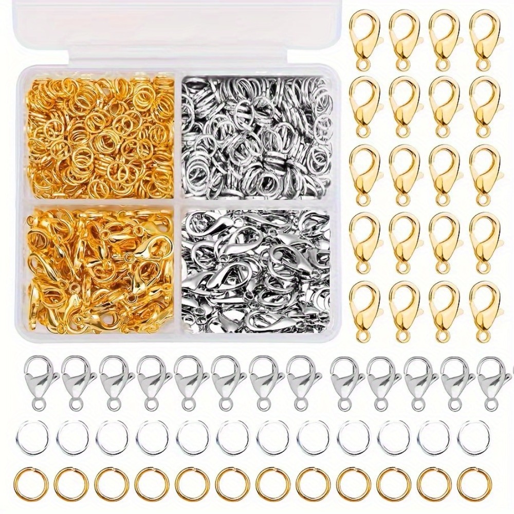 Lobster Clasp Silver - 350/500 piezas: juego combinado de anillas