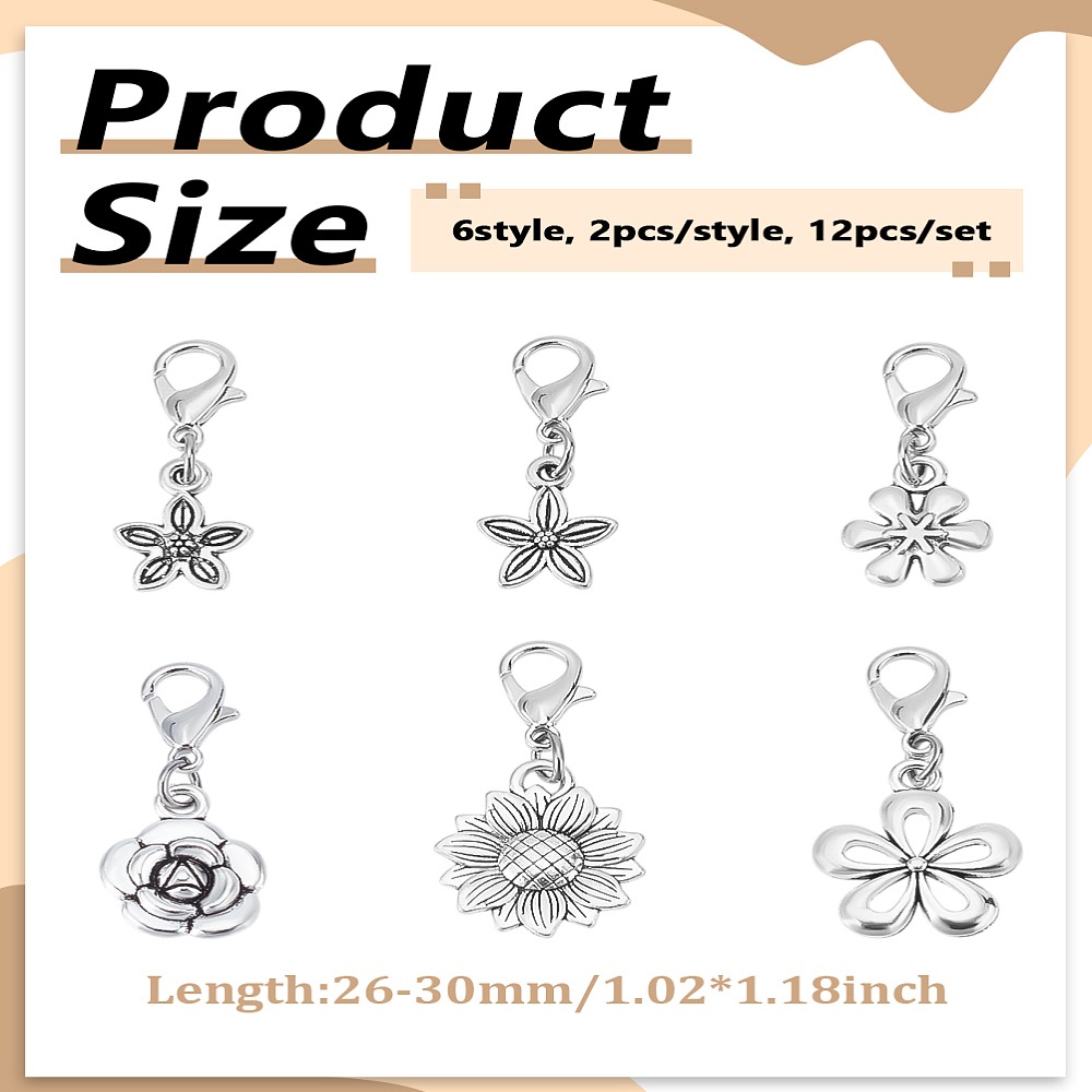 12 piezas de decoraciones colg - Lobster Clasp Silver reseña y precio