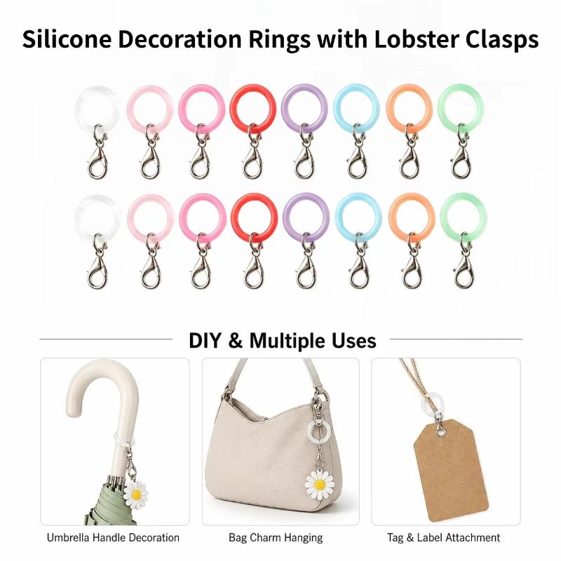 Anillos de silicona para mango - Lobster Clasp Silver reseña y precio