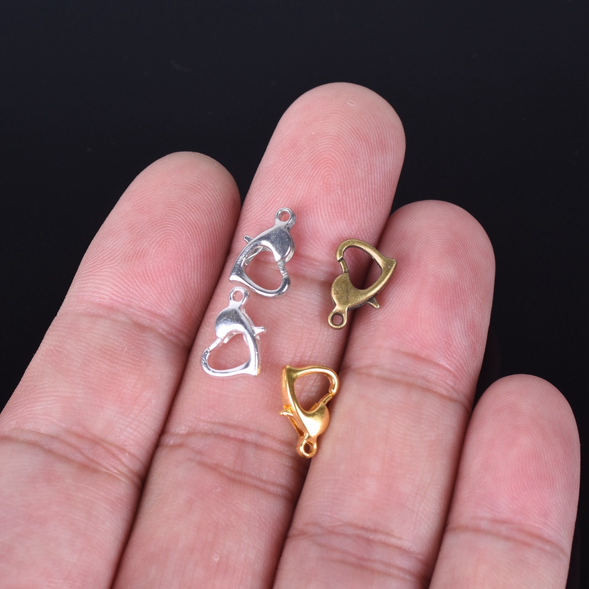 Ganchos con forma de corazón d - Lobster Clasp Silver reseña y precio