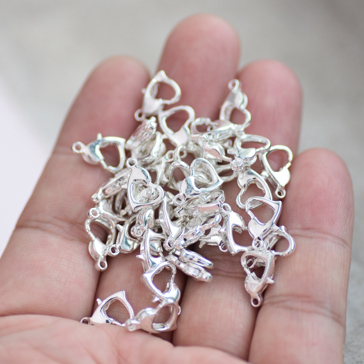 Ganchos con forma de corazón d - Lobster Clasp Silver reseña y precio
